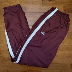 Vintage Y2K Adidas Team Maroon Track Pants - Zip Leg & Pockets - Medium